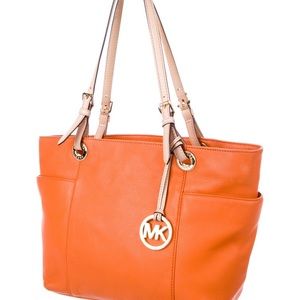 Michael Kors Leather Jet Set Tote - Orange
